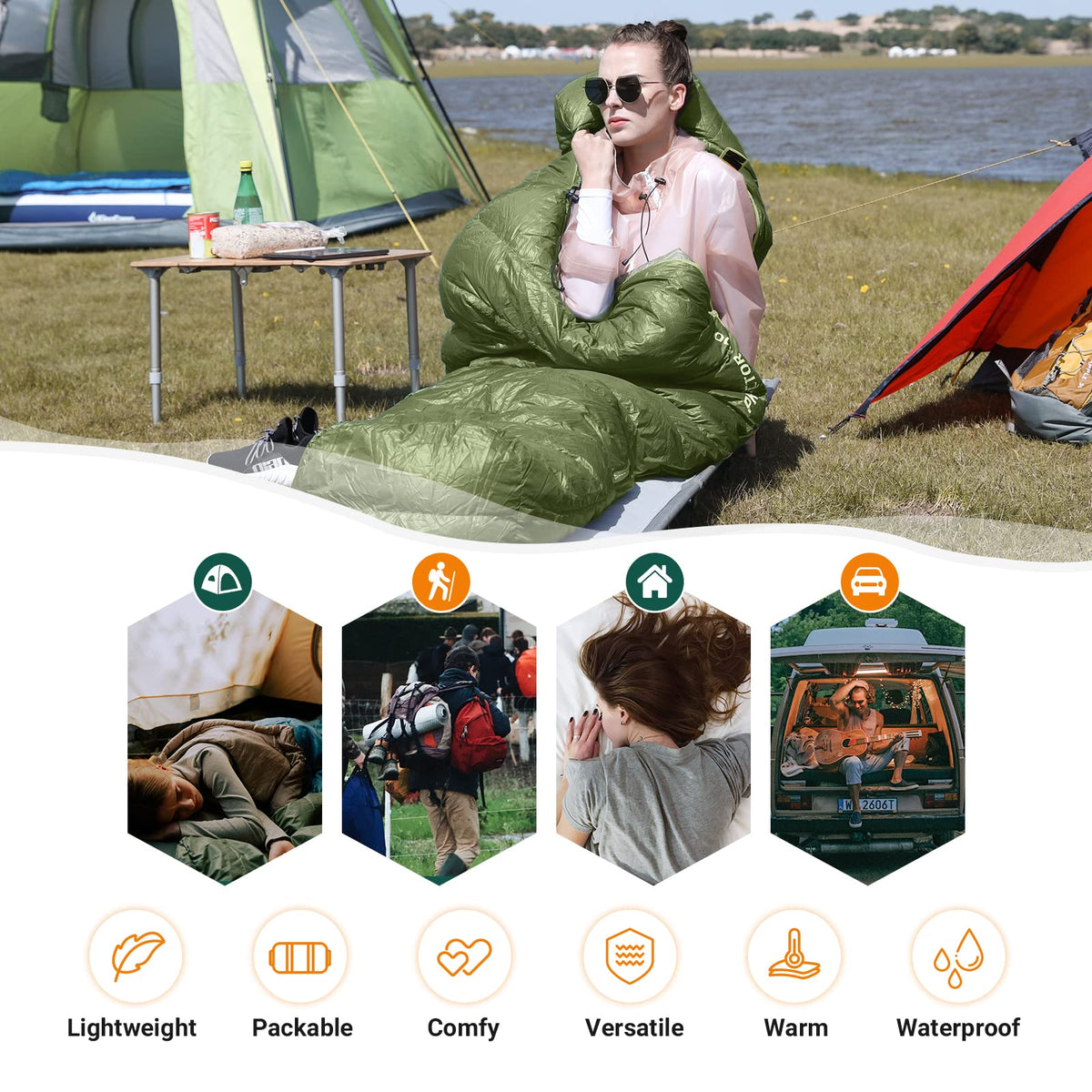 Saco de dormir tipo momia KingCamp PROTECTOR 400 Down 