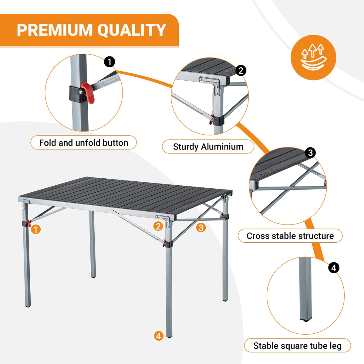 Mesas plegables ligeras de aluminio para 4-6 personas 